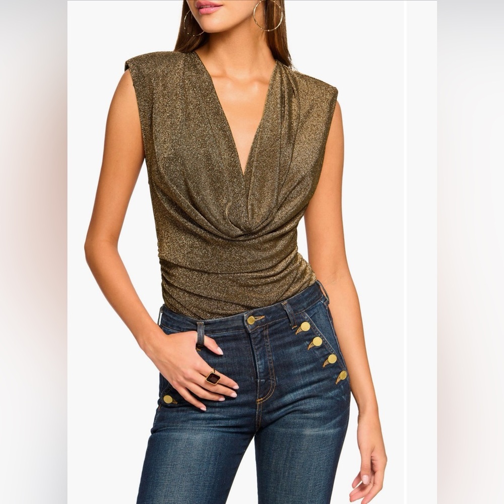 Ramy Brook Metallic Gold Sleeveless Blouse